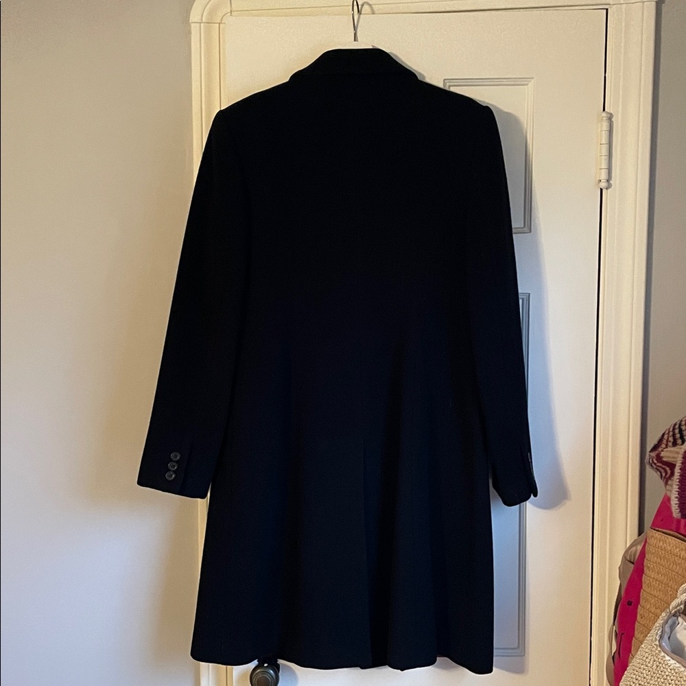 Talbots long black wool and cashmere blend coat. Sz 8 petite, Mid thigh length - Picture 5 of 7